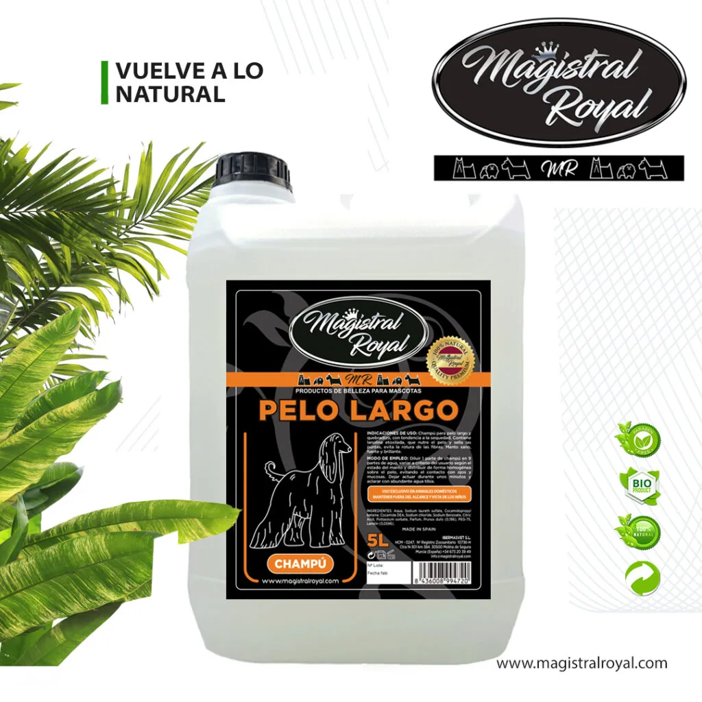 Champú para perros de pelo largo de 5 litros